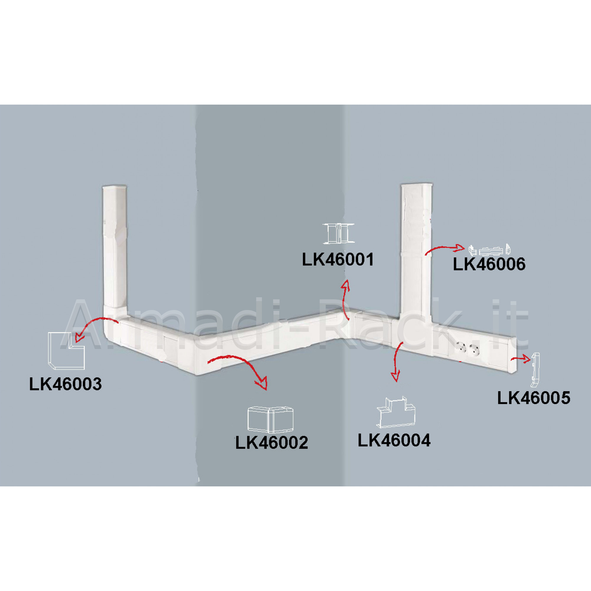 Angolo esterno regolabile per canalina lk46118 mm. 46x18 - Armadi Rack