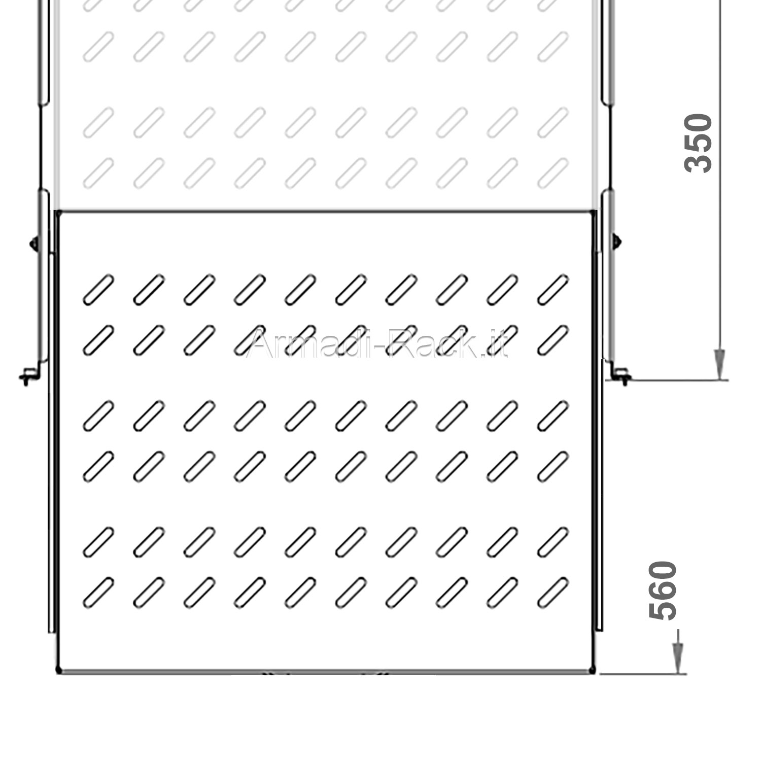 Ripiano rack estraibile su binari telescopici completo di guide, superficie  di appoggio 410 x 350 mm 1 unità colore grigio RAL7035
