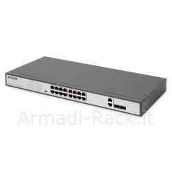 Digitus fast ethernet poe switch 16 porte, 19" unmanaged, 2 porte uplink