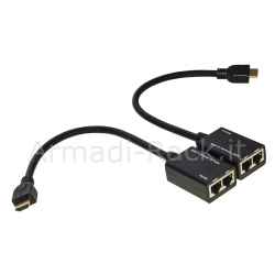 Estensore hdmi tramite 2 cavi di rete cat 6 fino a 30 metri full hd