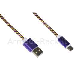 Cavo usb-c mt 1 guaina intrecciata colore viola/oro