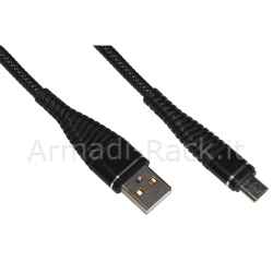 Cavo micro usb mt 1,2 cavo a spirale colore nero con protezione flessibile sul connettore