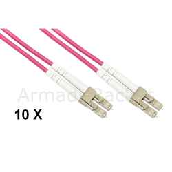 Confezione 10 cavo fibra ottica lc a lc multimode duplex om4 guaina 2 mm 50/125 mt.1