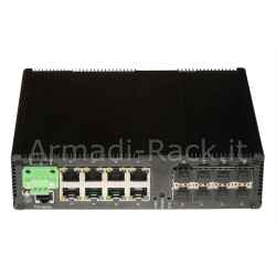 Switch industriale 8 porte sfp + 8 porte rj45 poe gigabit layer 2