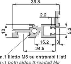 Profilo anteriore con prolungamento verticale per etichetta 84TE